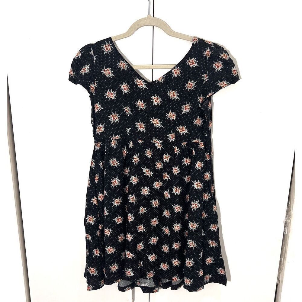 Denim Supply Ralph Lauren Babydoll‎ Dress Size XS  Floral Grunge Pockets V Neck - Picture 2 of 7